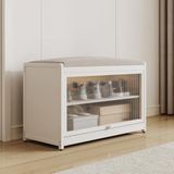 BAKAJI Schoenenkast met zitting en 2 binnenvakken, ruimtebesparend, schoenenbank met transparante deur en antislip onderkant, voor ingang, slaapkamer, entree, 70 x 32 x 45 cm (wit)