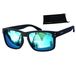 Rennec Sonnenbrille Herren Markenbrille Polarisiert Rechteckig mit Brillenbeutel Gläser Türkis Verspiegelt Markenschriftzug Stabile Bügelgelenke