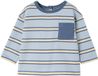Vertbaudet Babyshirt met lange mouw, ronde hals, borstzak, biologisch katoen, gestreept, hemelsblauw, maat 74