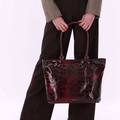 BURKELY leren shopper Cool Colbie met laptopvak bordeauxrood
