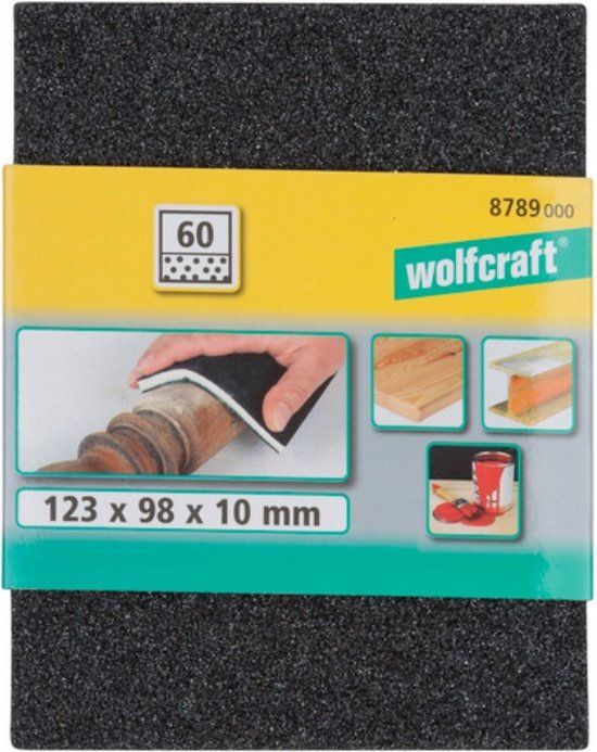 wolfcraft - Schuurspons - Korrel 60 - 98 x 123 x 10mm - 1 stuk