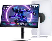 KTC M27P6S gamingmonitor, 27 inch, 3840x2160 UHD, 160 Hz, dubbele modus, 1920x1080 FHD, 320 Hz, 2304 zones voor lokale dimming, 4K esports-display voor pc en gameconsole.