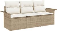 vidaXL Tuinbank Set Beige Poly Rattan 2-zits