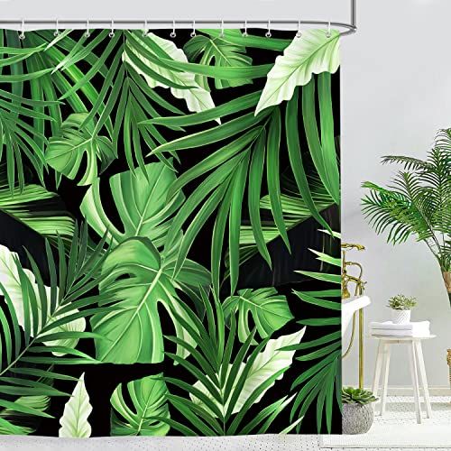 Bonhause Tropische bladeren douchegordijn 180 x 180 cm - Groene palmbladeren