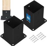 KOTARBAU® Paalvoet, Paalhouder, 2 stuks, Zwart, Gepoedercoat Staal, 100 x 100 mm