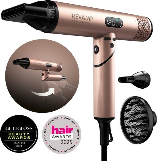 Revamp Fohn met Diffuser - Professionele Haardroger - 3 Opzetstukken - Roze/Goud