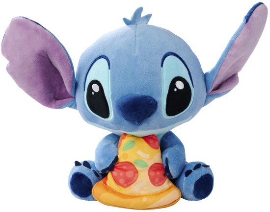 4KidsOnly Simba Toys plush Disney Stitch met pizza - Pluche knuffel van 25cm