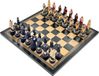 Échiquier italien en similicuir, or/noir, 33x33 cm, incluant des pièces d'échecs en résine, thème pirates