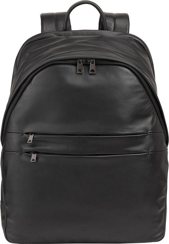 DUDU New York Dagrugzak Leder 41 cm Laptopvak - 17 inch - Zwart