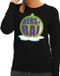 Bellatio Decorations Shoppartners Bv Foute kersttrui kerstbal groen op zwarte sweater voor dames - L