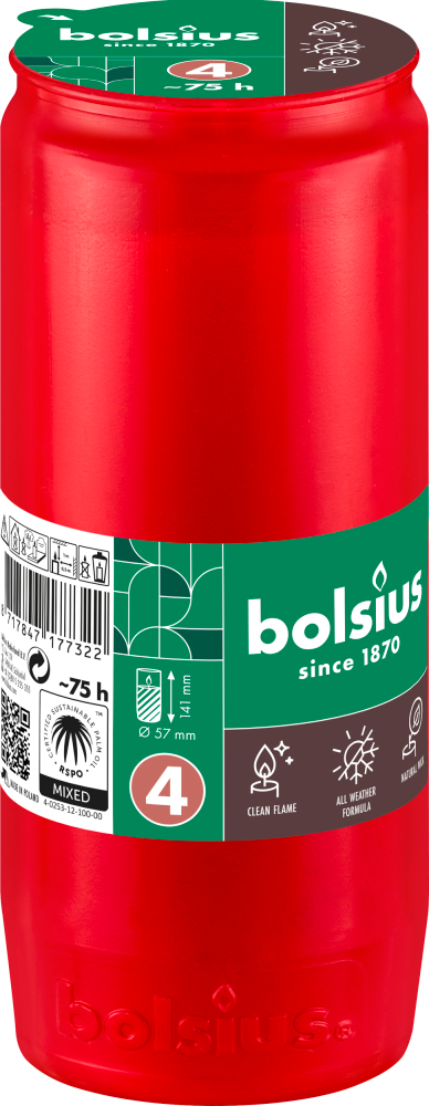 Bolsius Herdenkingslicht Nr.4 Rood