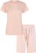 By Louise Dames Shortama Korte Pyjama Set Roze Gestipt - Maat S