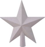 Decoris Kerstboom piek - Ster vorm - Wit parelmoer - Glitter - 19 cm - Kunststof