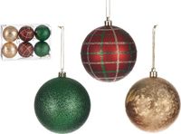 Krist+ Kerstballen - 6 stuks - Rood/Groen/Goud - Kunststof - 8 cm