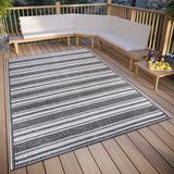 Hanse Home Temu Tapijt voor binnen en buiten, weerbestendig, modern strepenpatroon, waterdicht, robuust buitentapijt, plat weefsel voor tuin, balkon, terras, woonkamer, grijs-beige, 76 x 150 cm