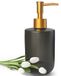 Vloeibare [Brand] Vloeibare zeepdispenser voor badkamer met gouden pomp, afwasmiddel dispenser voor keuken, navulbare aanrecht lotion keramiek zwarte handzeepdispenser voor douche 420 ml (cilindrische zwarte fles)