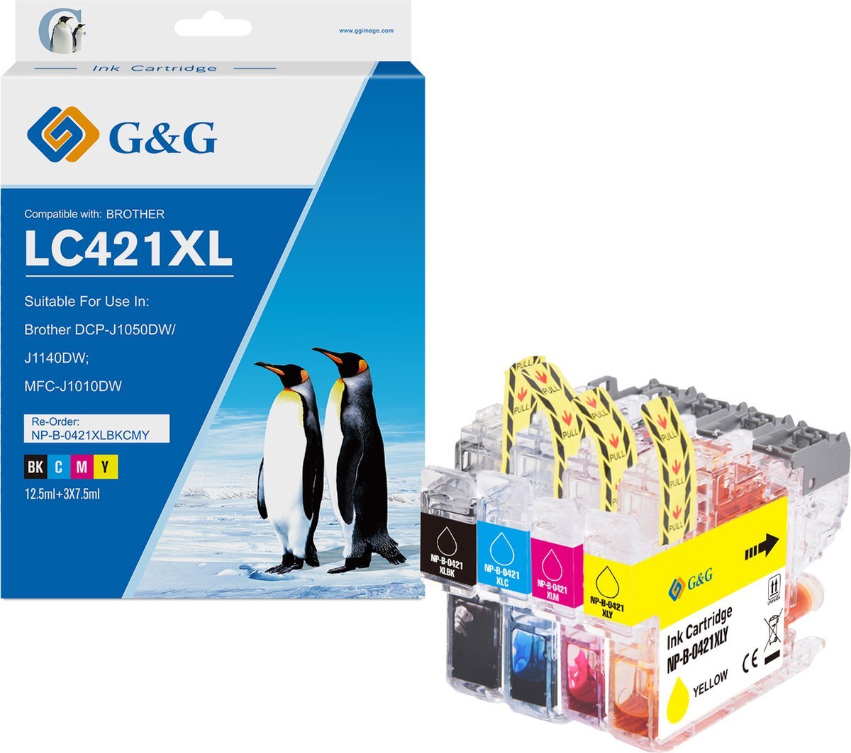 G&G LC421XL Huismerk Inktcartridge Alternatief voor Brother LC-421VAL LC-421XLVAL multipack Hoge Capaciteit