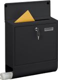 Merkloos Relaxdays Brievenbus met slot - 41,5x37,5x14 cm - krantenvak - metaal - zwart