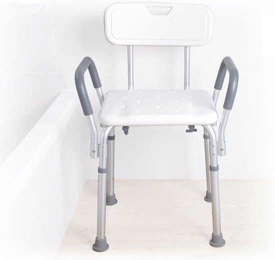 Moretti Douchekruk met Rugleuning - Verstelbaar - Aluminium - Wit/Zilver/Grijs