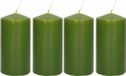 Trend Candles Cilinderkaars/stompkaars - 6x - olijfgroen - 5 x 10 cm - 23 branduren