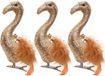 Merkloos Kerstboomversiering Flamingo - 4x - 13 cm - Brons - op clip - ornament