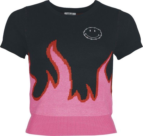 Hell Bunny Dylan Top Dames T-shirt - zwart/roze - L