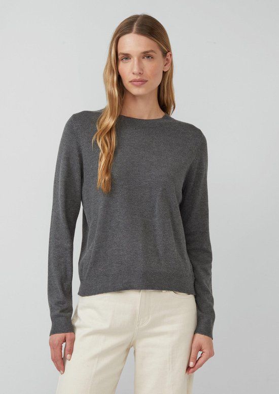 s.Oliver Strickpullover met ronde hals en lange mouwen in grafiet