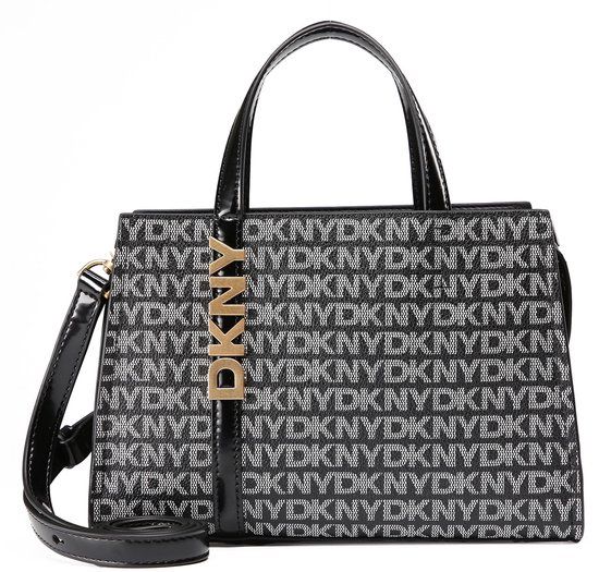DKNY Avril Satchel Crossbody Handtas Zwart Textiel