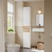 SoBuy Meuble haut de salle de bain Colonne de salle de bain étroite 2 portes 2 tiroirs blanc Meuble autoportant avec trois étagères au-dessus d'une colonne verticale BZR244-WN