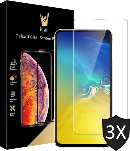 iCall 3x Samsung Galaxy S10e Screenprotector Glazen Gehard Case Friendly Tempered Glass