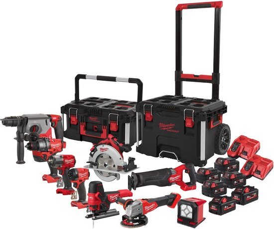 Milwaukee M18 FPP9A-555T Powerpack 9-delig 18V 5.0 / 5.5Ah in Packout™ Trolley + Box - 4933492524