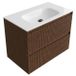 Saniclass Badkamermeubelset - 80x45x61.5cm - Flow solid surface wastafel wit - 1 wasbak - zonder kraangat - 2 lades - mat walnut pure (hout) SW1420803/SW1224148