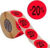 METO promotie-etiketten '-50%', rond, fluor rood, 1000 stuks