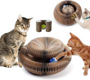 OEM Nova Markt Katten krabplank 2 in 1 opvouwbare kartonnen krabmat met bel duurzaam en recyclebaar kattenkrabmeubel bruin Karton 11 cm