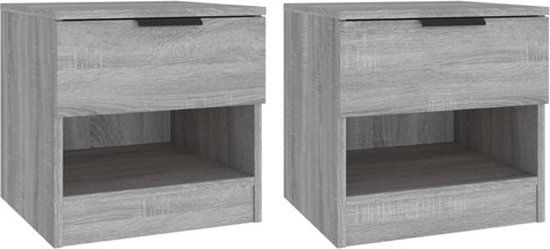 vidaXL Nachtkastjes 2 stuks bewerkt hout grijs sonoma eikenkleurig