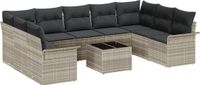 vidaXL Tuinbank Set Lichtgrijs Polyrattan