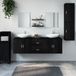 Maison Exclusive - Ensemble de meubles de salle de bain, 7 pièces, noir, en panneaux de particules