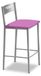 Tabouret de cuisine avec dossier, en similicuir, de couleur rose, hauteur 90 cm
