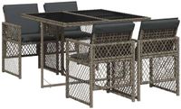 vidaXL 5-delige tuinset met kussens, polyrattan, grijs