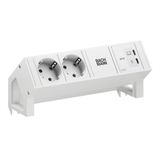 Bachmann DESK2 PURE WHITE 2xCEE7/3, 1xUSB C/C 65W L=0,2m RAL9010