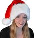 Merkloos Luxe pluche kerstmuts rood/wit met brede rand voor volwassenen