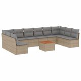 vidaXL 11-delige Tuinset met Kussens Poly Rattan Beige