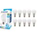 LED-lamp, Philips LED-lamp, standaard A60, E27-fitting, 9W (806 lumen komt overeen met 60W), koud wit licht 6500K, SMD-technologie, bundel van 200°, verpakking van 10 lampen