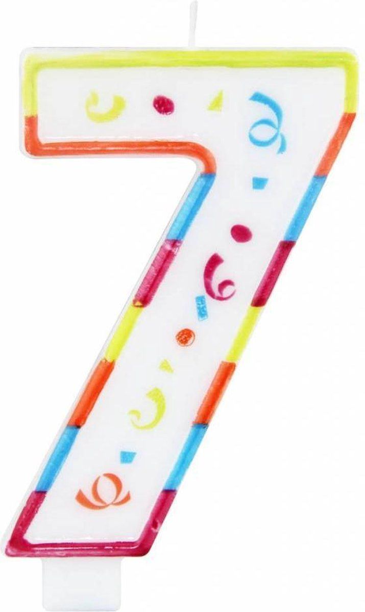 Partywinkel XL Candle 7 Years with Holder - Multicolor