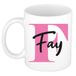 Bellatio Decorations Naam mok Fay - roze - wit - keramiek - 300 ml - cadeau beker