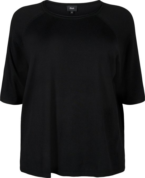 ZIZZI CACARRIE, 3/4, PULLOVER Dames Blouse - Black - Maat S (42-44)