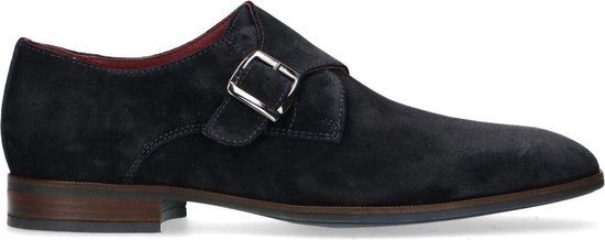 Manfield Heren Donkerblauwe Suède Gespschoenen - Maat 45