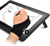 OTraki Set van 2 tekenhandschoenen voor grafische tablet, kunstenaarshandschoenen, anti-fouling, elastische stof, handschoenen met twee vingers, voor rechtshandigen, linkshandigen, pad tekenen, maat S