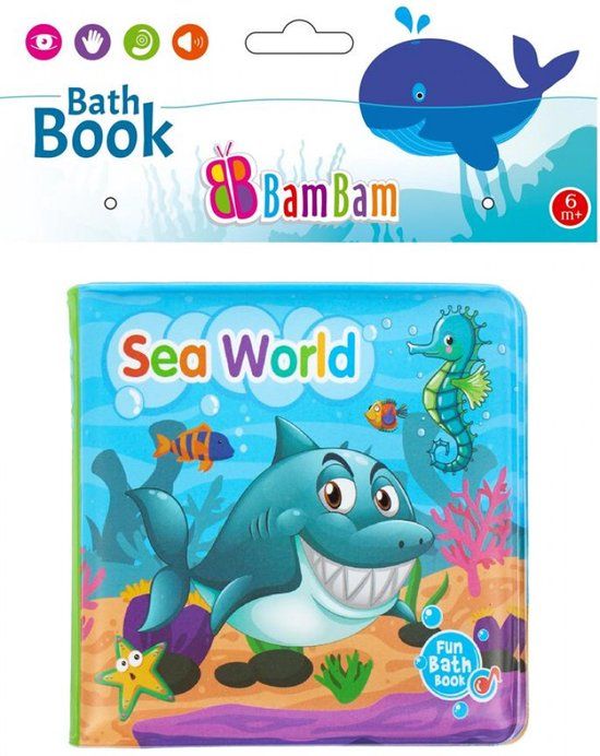 BamBam Badboek voor baby / peuter - Water speelgoed boekje - zee wereld oceaan - blauw