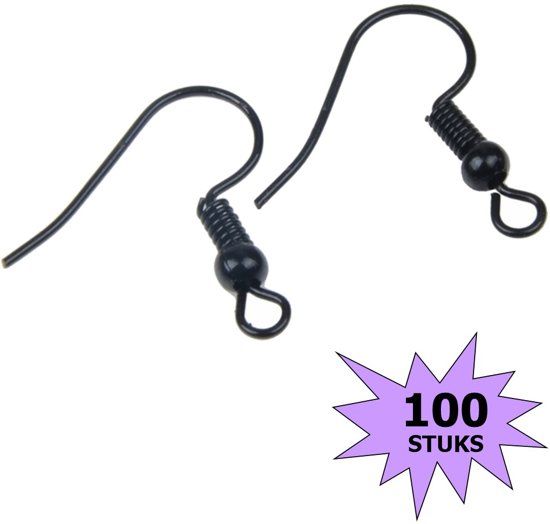 Fako Bijoux® Oorbel Haakjes Zwart 100 Stuks
